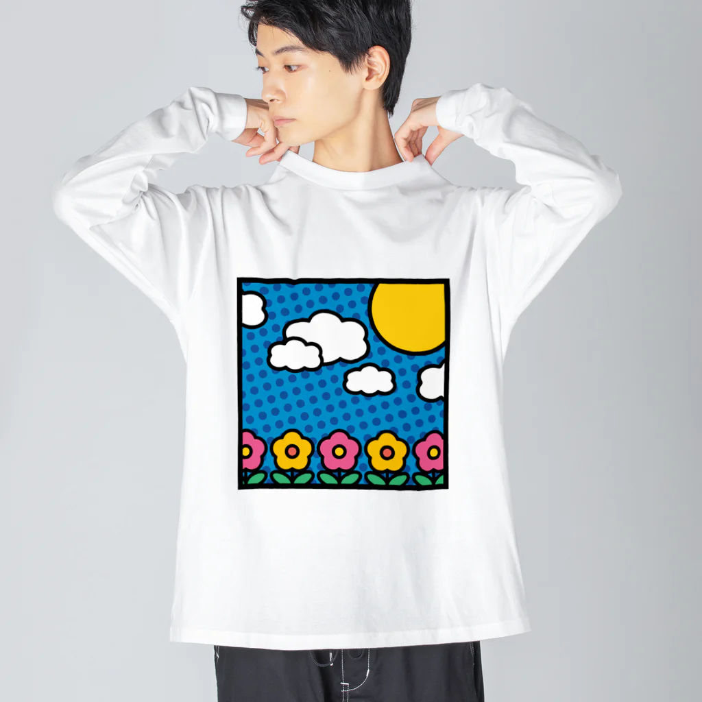 hr. grassの漫画風背景 ビッグシルエットロングスリーブTシャツ