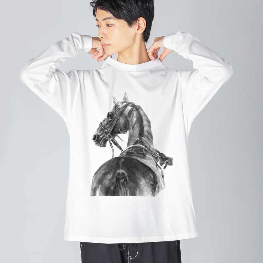馬の絵の画家　斉藤いつみのサラブレッドの肖像画ロング Big Long Sleeve T-Shirt