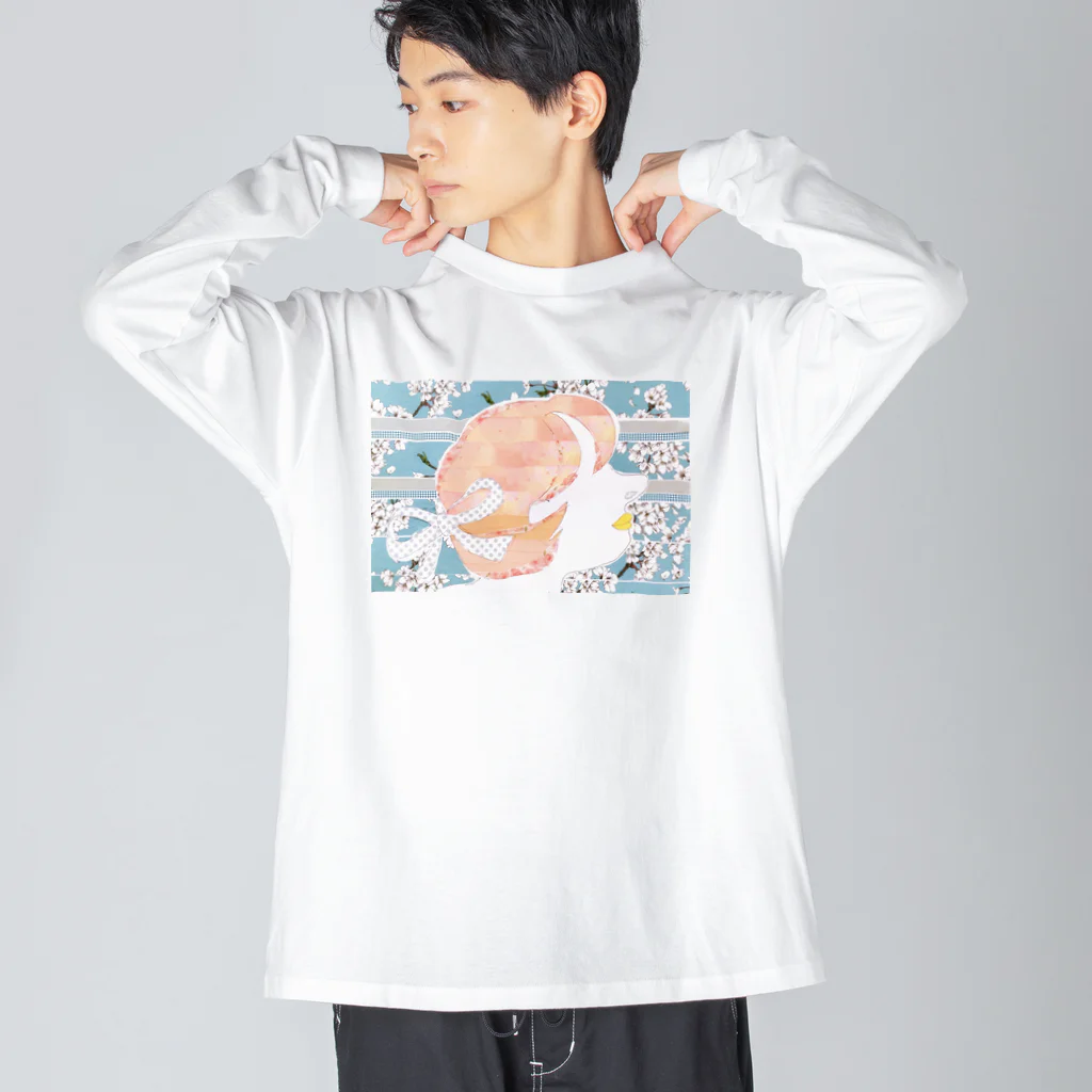 ☺︎のマステ絵ポニーテール揺れる ビッグシルエットロングスリーブTシャツ