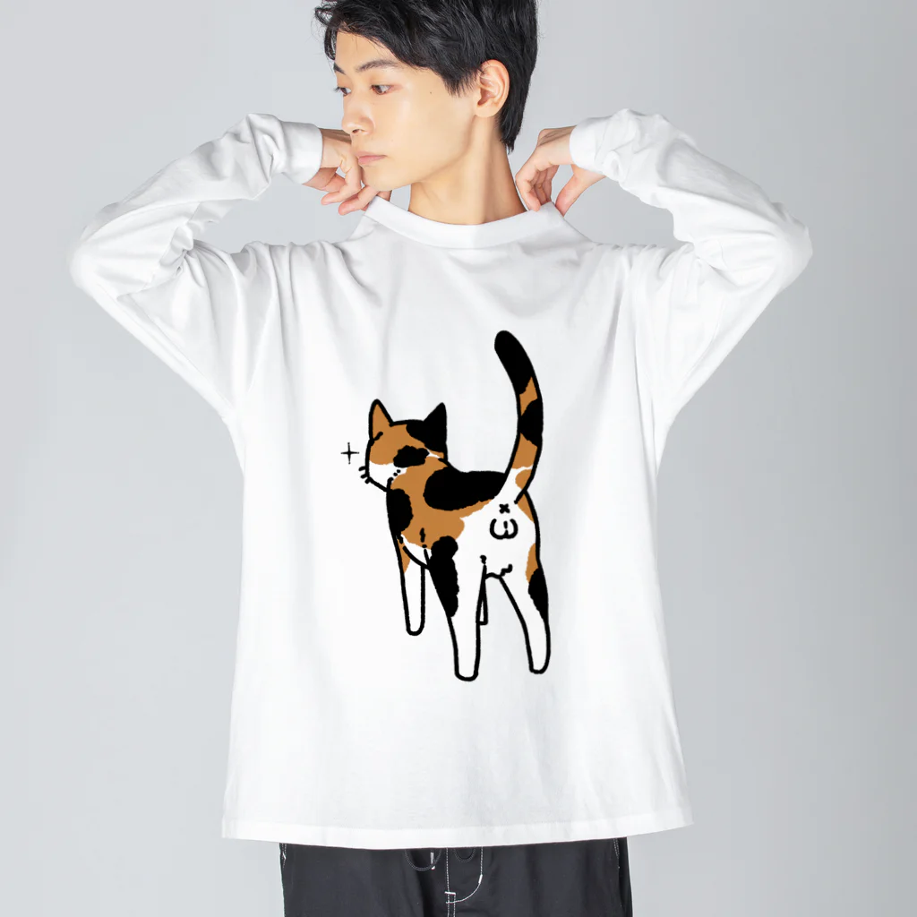 Riotoのねこけつω（三毛猫） ビッグシルエットロングスリーブTシャツ