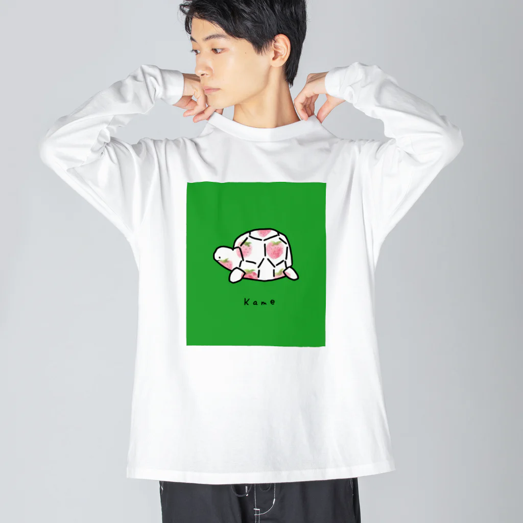 小鳥と映画館のカメイチゴ柄 ビッグシルエットロングスリーブTシャツ