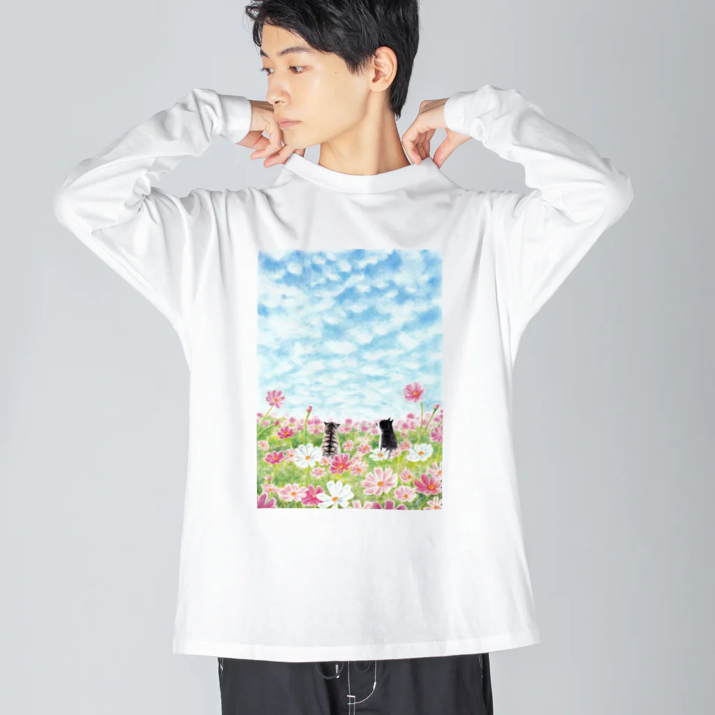 Ａｔｅｌｉｅｒ　Ｈｅｕｒｅｕｘのコスモス畑のトロとクロ Big Long Sleeve T-Shirt