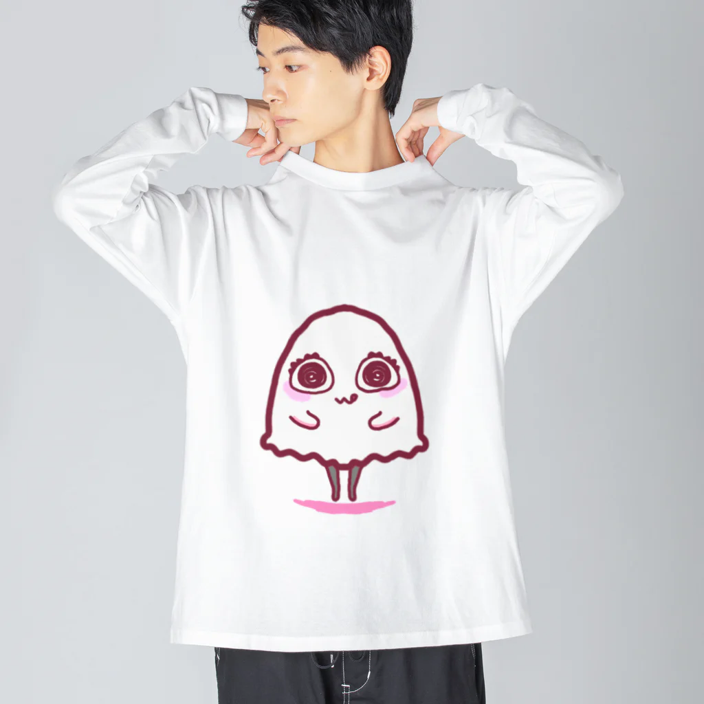 Ri0のいたずらおばけちゃん(ぴんく) ビッグシルエットロングスリーブTシャツ