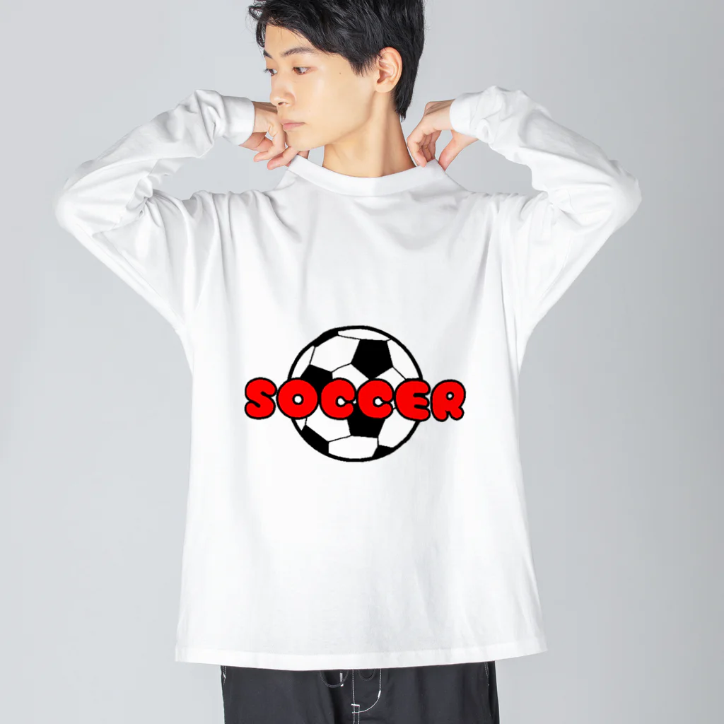 happy_25chanのサッカーボール柄（レッド） ビッグシルエットロングスリーブTシャツ