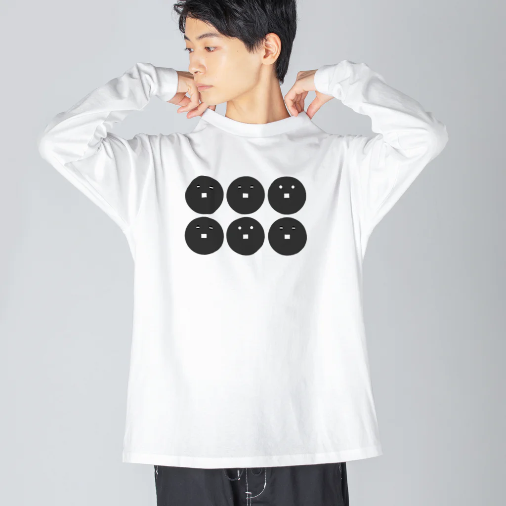 『NG （Niche・Gate）』ニッチゲート-- IN SUZURIの動物家紋。H.T.（六文銭ペンギン）黒 Big Long Sleeve T-Shirt