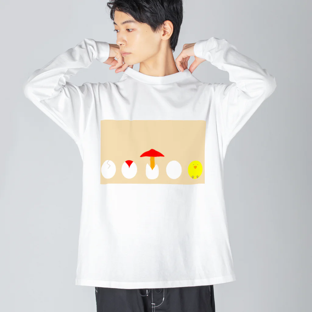 お白湯の脳内のタマゴタケとひよこ　背景ありver Big Long Sleeve T-Shirt