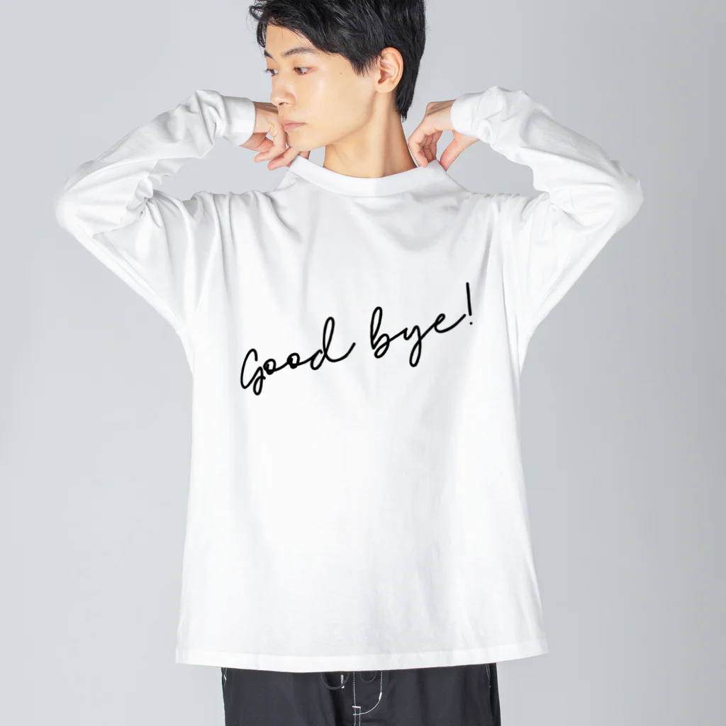 SANKAKU DESIGN STOREのGood Bye! シンプル黒 Big Long Sleeve T-Shirt