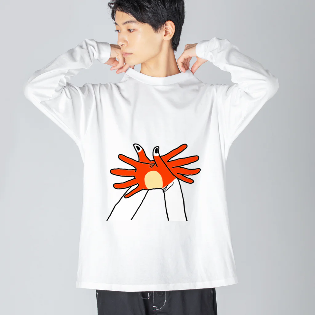 蛇口〆太のお店の手蟹 ビッグシルエットロングスリーブTシャツ