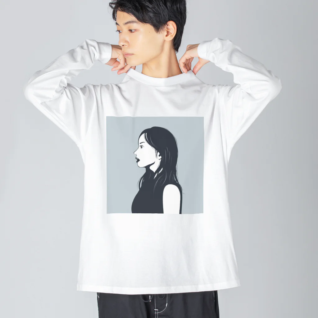 R-design STOREのクールな女性の横顔 ビッグシルエットロングスリーブTシャツ