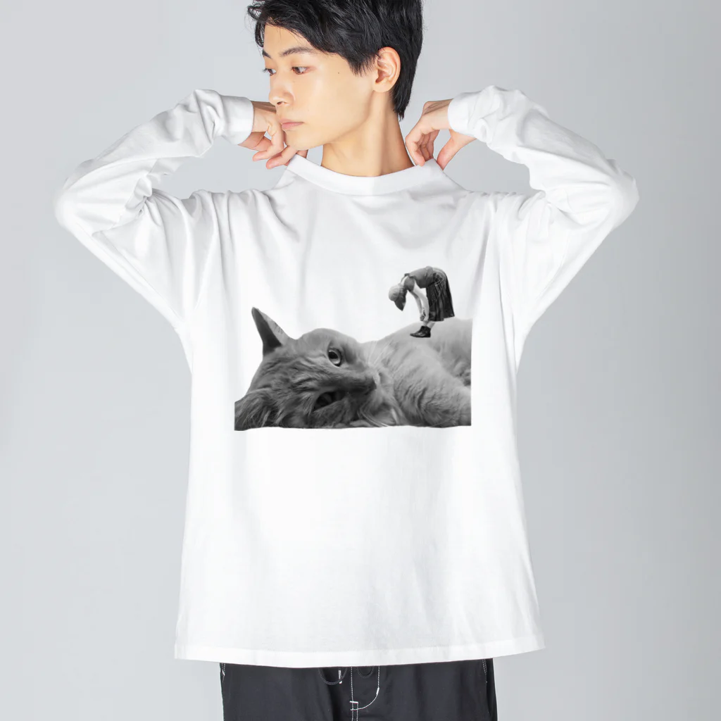 ほのかすまいる🐱歌×猫のほのけんグッズ2020!(白黒) ビッグシルエットロングスリーブTシャツ