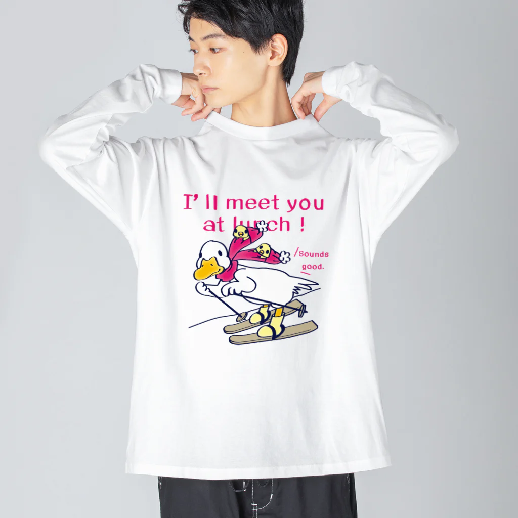 イラスト MONYAAT のCT75あひるのおひるさんのスキーＡ ビッグシルエットロングスリーブTシャツ