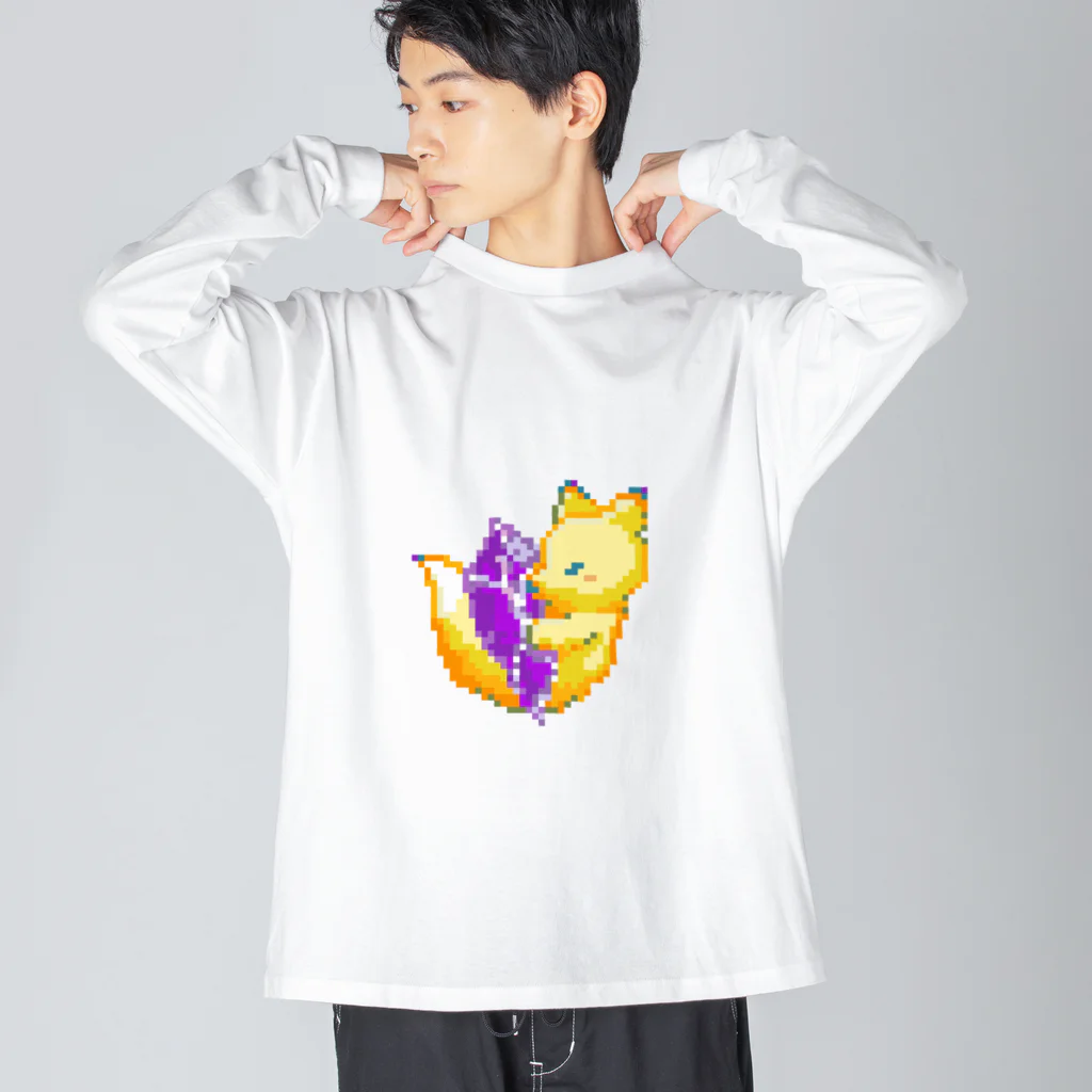 たぁ.(ドット)のきつねさん(黄) ビッグシルエットロングスリーブTシャツ