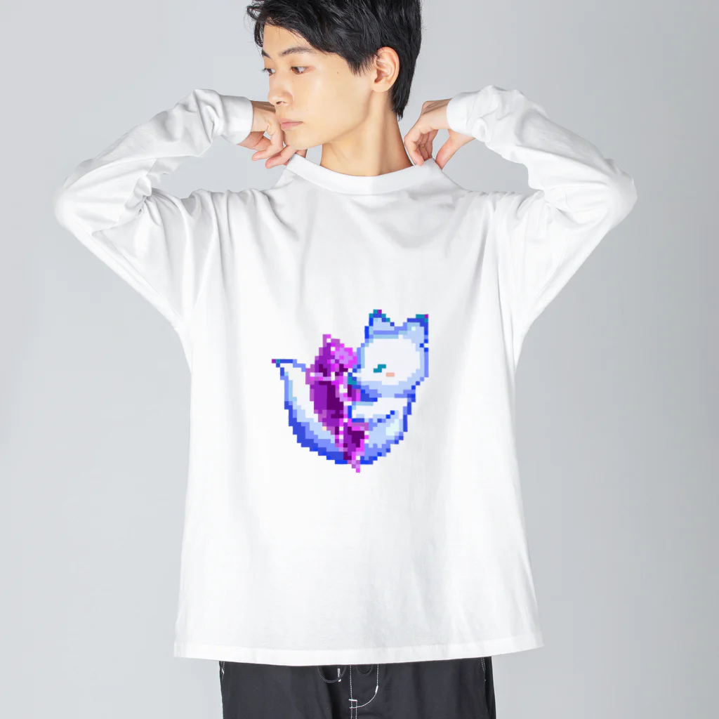 たぁ.(ドット)のきつねさん(藍) ビッグシルエットロングスリーブTシャツ