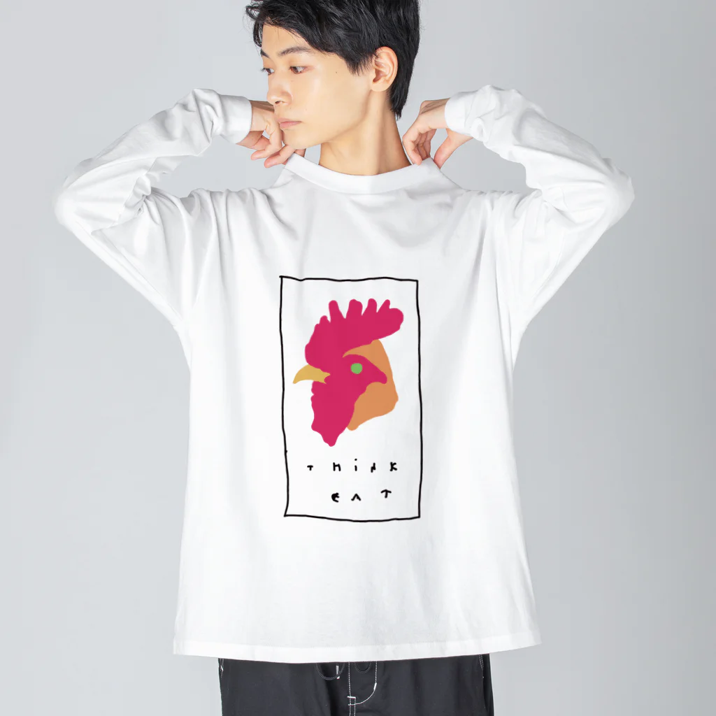 大野ひなこ(Hinako Ohno)の「いただきます」をかんがえるニワトリ ビッグシルエットロングスリーブTシャツ