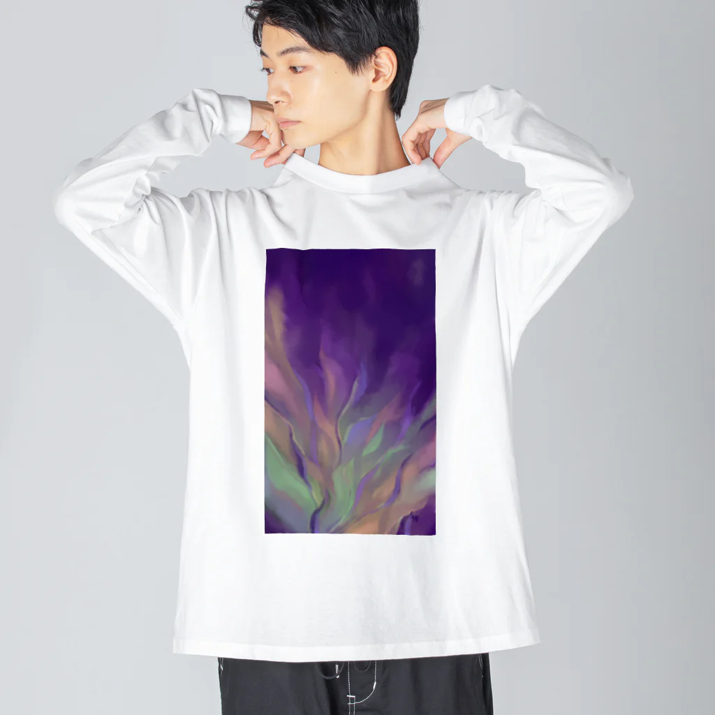 みうじあむ ち博の夜の森〈Drawing〉 Big Long Sleeve T-Shirt