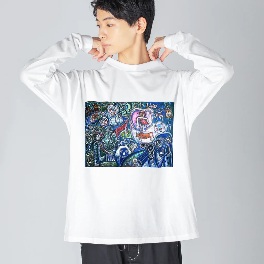 KariyushiYoronのLove&Peace ビッグシルエットロングスリーブTシャツ