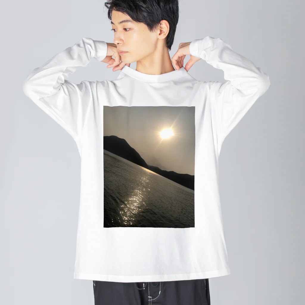 koreaの港から見える夕陽 ビッグシルエットロングスリーブTシャツ