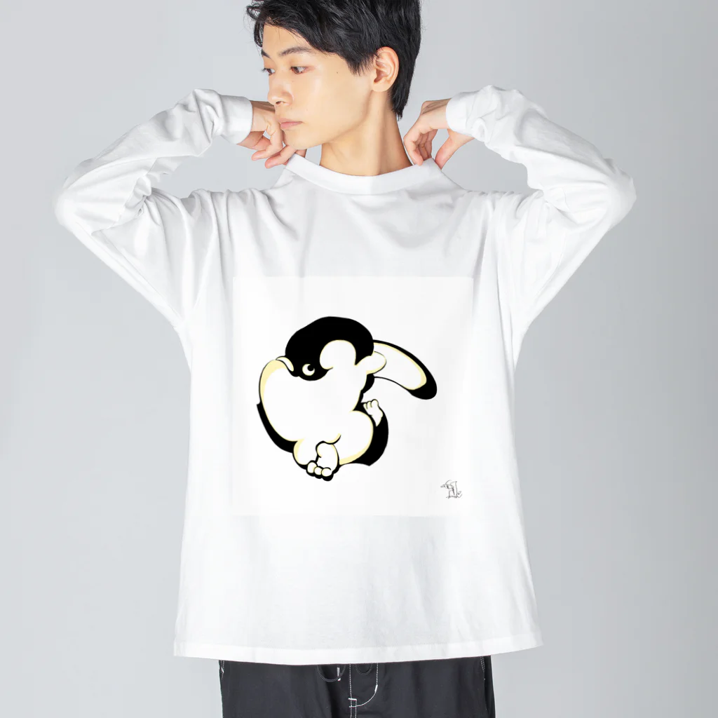 Record all my meal until 2099のペンギンに抱きつきたい ビッグシルエットロングスリーブTシャツ