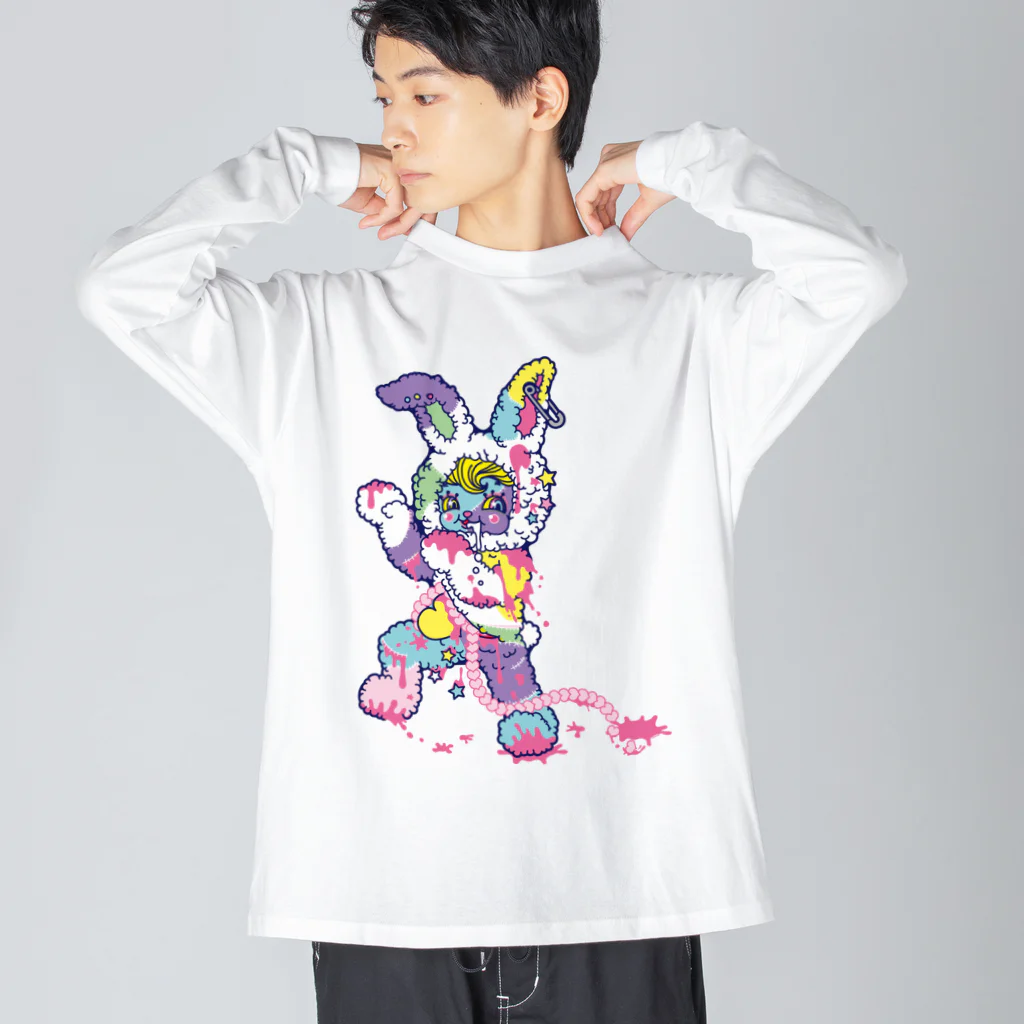 Cɐkeccooのうさぎのラビ★スリラーハロウィン-ゾンビ-パステル ビッグシルエットロングスリーブTシャツ