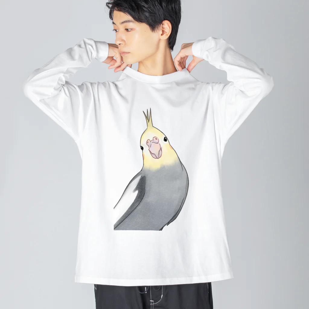 まめるりはことりのおしゃまなオカメインコちゃん【まめるりはことり】 ビッグシルエットロングスリーブTシャツ