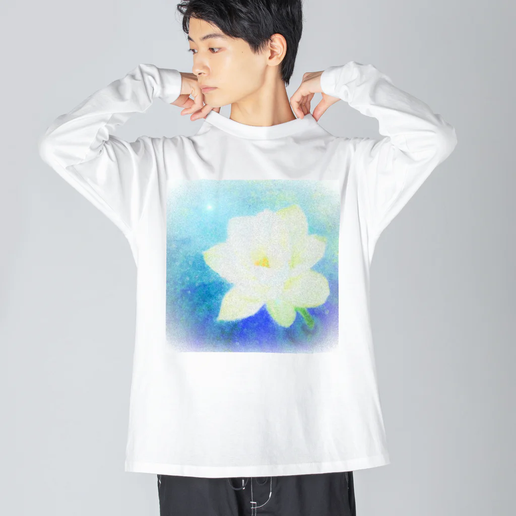 ぽんぽんあーと工房の宇宙に咲いた白い蓮 Big Long Sleeve T-Shirt