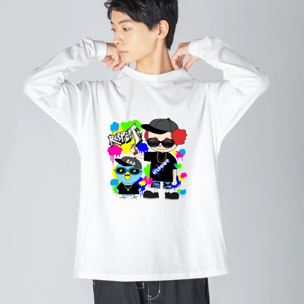 秘密結社(ㆁөㆁ)青い鳥のギャングスタ＆唯我HIPHOP丸シリーズ Big Long Sleeve T-Shirt