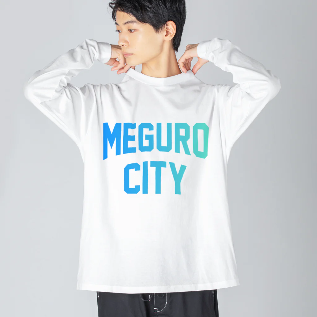 JIMOTO Wear Local Japanの目黒区 MEGURO CITY ロゴブルー ビッグシルエットロングスリーブTシャツ