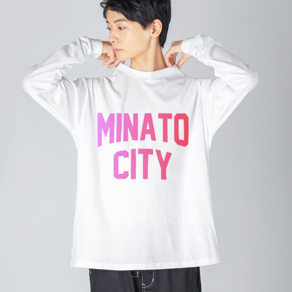 JIMOTO Wear Local Japanの港区 MINATO CITY ロゴピンク Big Long Sleeve T-Shirt