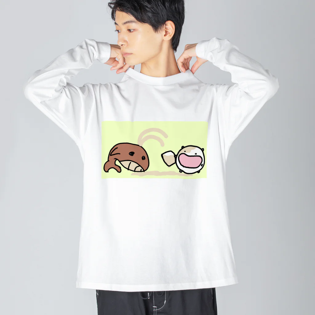 ダイナマイト87ねこ大商会のくじらミルクティーL寸１つ下さいなねこです Big Long Sleeve T-Shirt