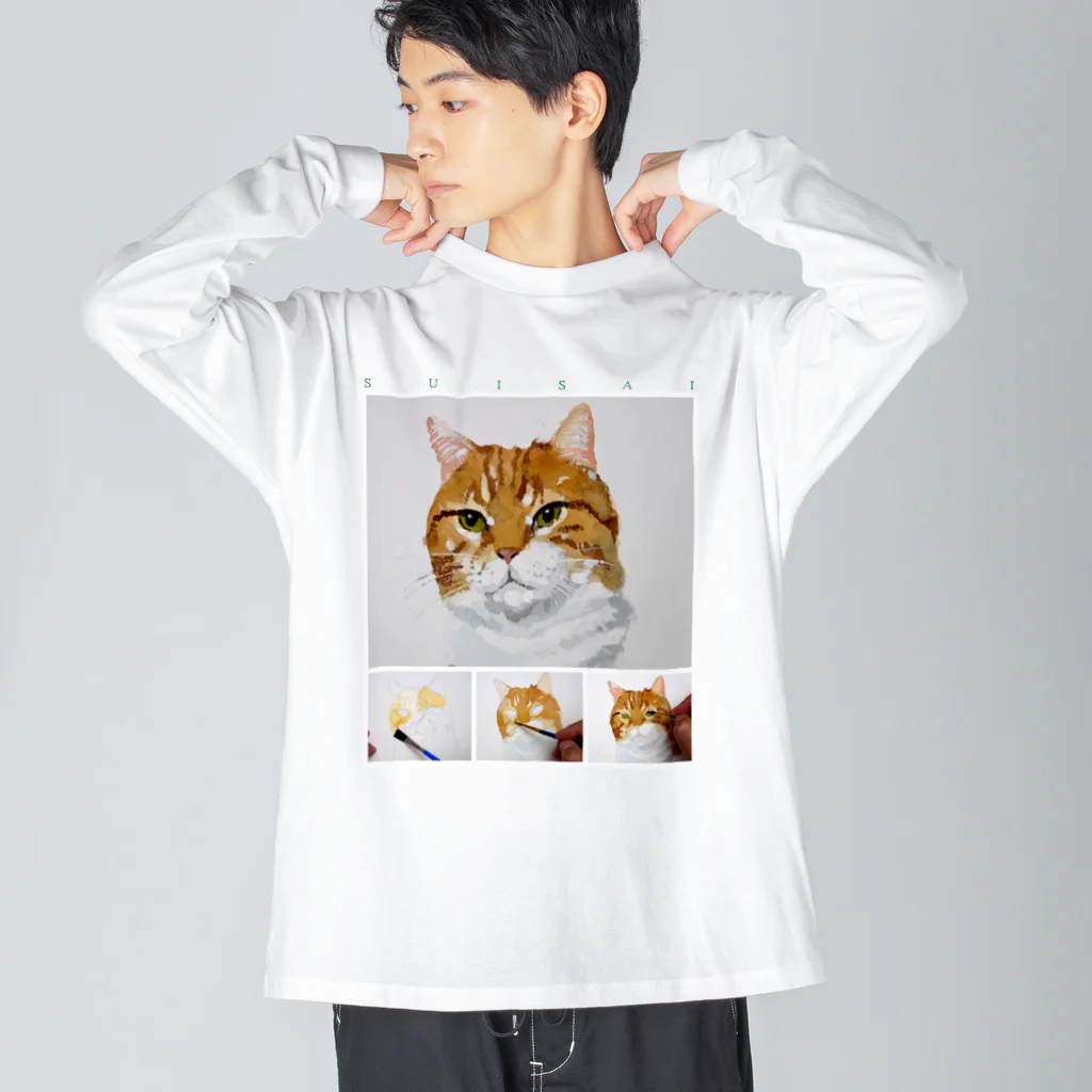 源内コンセプションの【水彩】 ねこ ビッグシルエットロングスリーブTシャツ