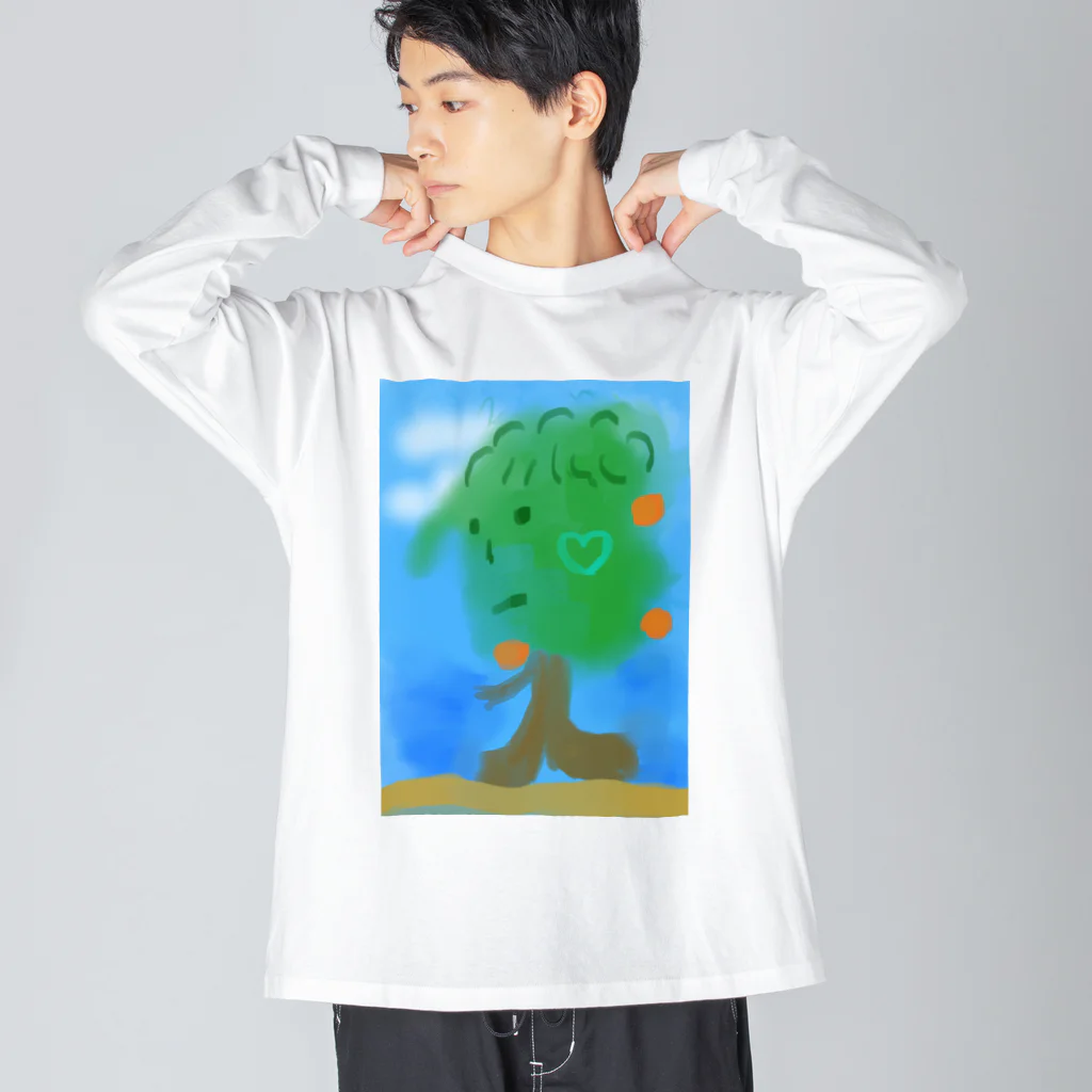 ぷ～まる◎のびっくりshopの木が歩く Big Long Sleeve T-Shirt