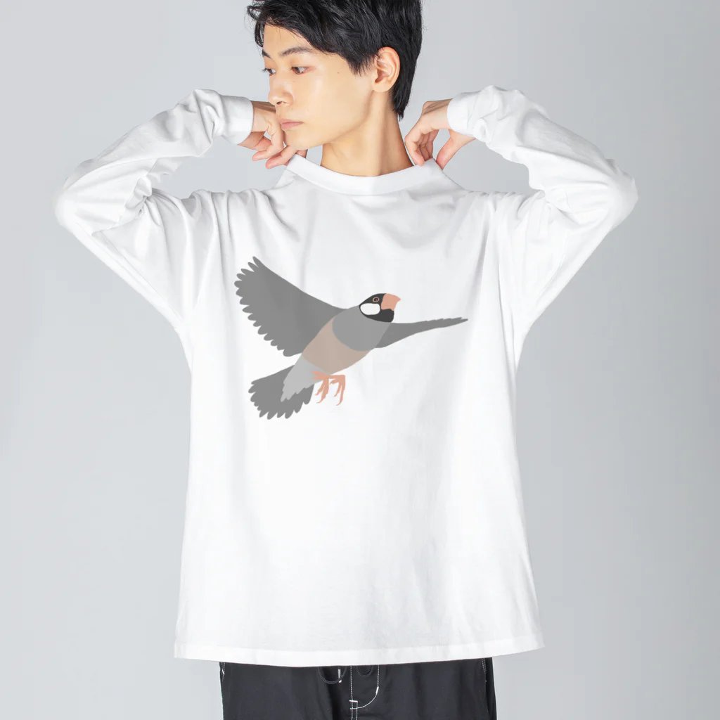 PiZakkuの空を飛ぶ文鳥　1 Big Long Sleeve T-Shirt