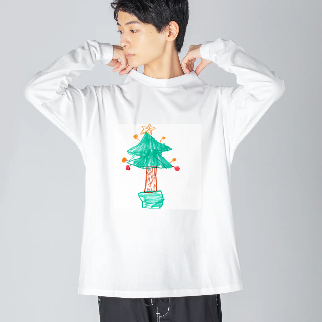 カラフルなすげー店のクリスマスツリー ビッグシルエットロングスリーブTシャツ