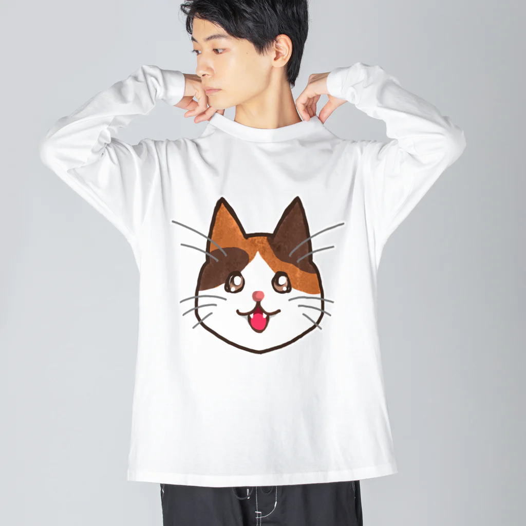 コナカマ通販SUZURI支店の三毛猫ちゃん ビッグシルエットロングスリーブTシャツ