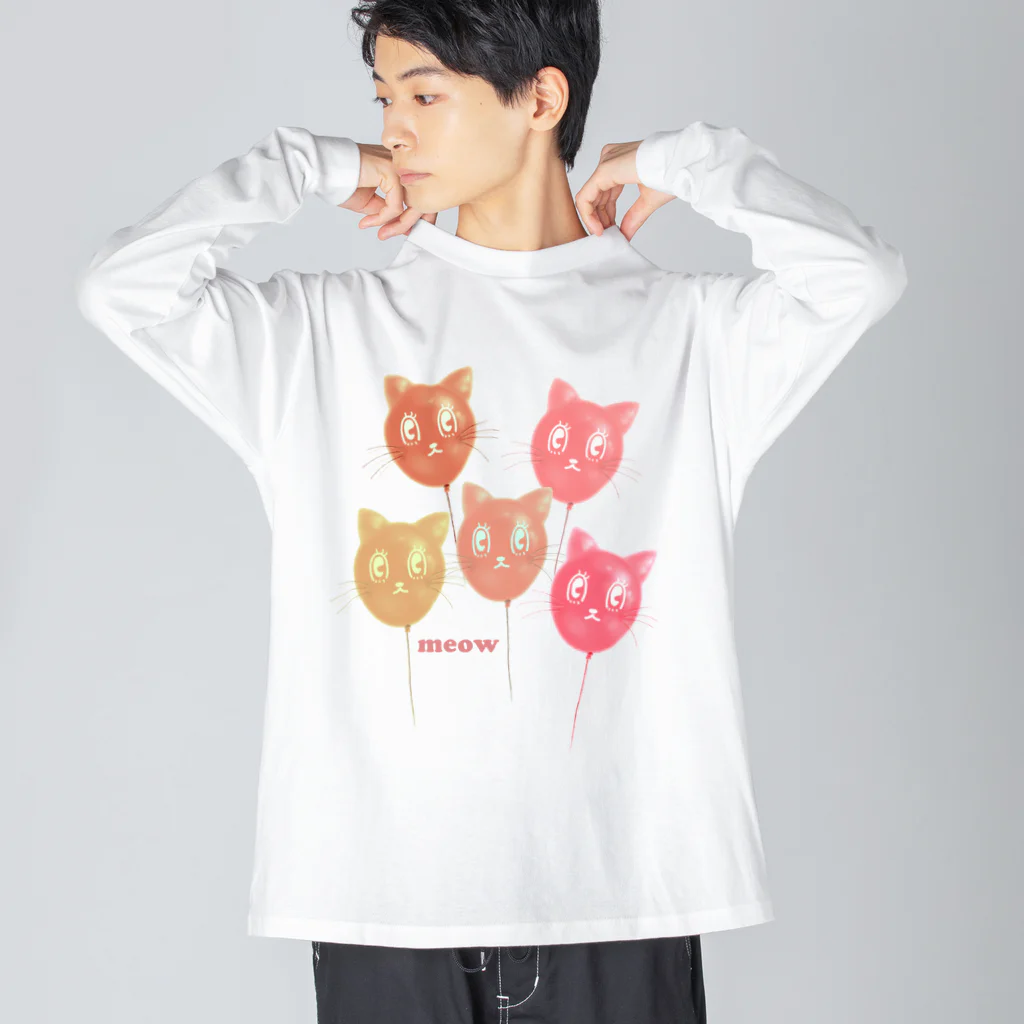 yuccoloの風船猫 ビッグシルエットロングスリーブTシャツ