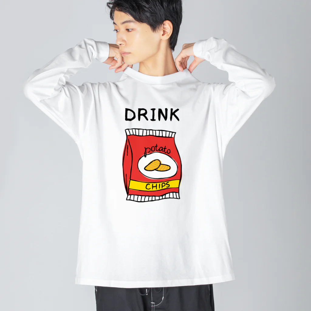 gemgemshopのポテチは飲み物 ビッグシルエットロングスリーブTシャツ