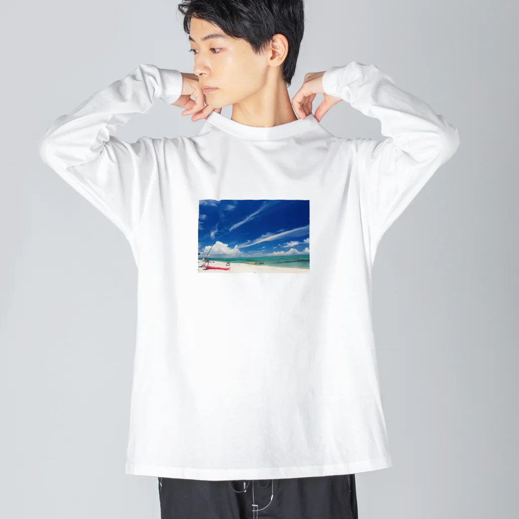 SAKURA スタイルの白い砂浜とビーチ Big Long Sleeve T-Shirt