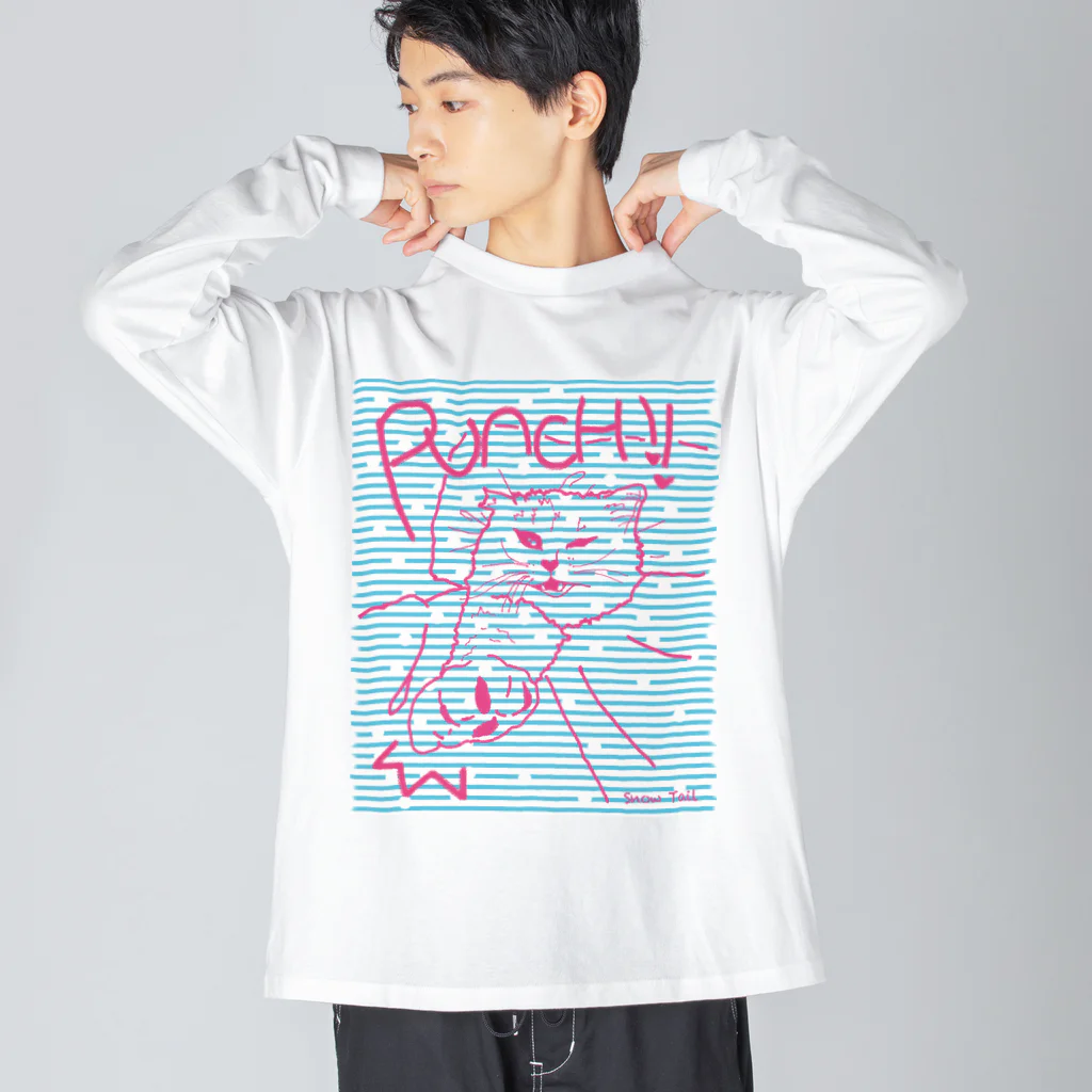 Snow Tailの布団の中から猫パンチ ビッグシルエットロングスリーブTシャツ