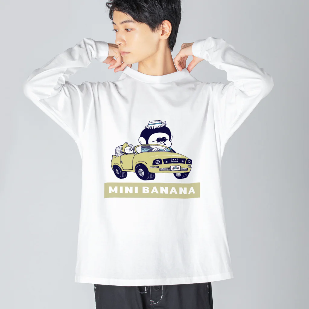 MINI BANANA ゴリラの親子のMINI BANANA　車 ビッグシルエットロングスリーブTシャツ