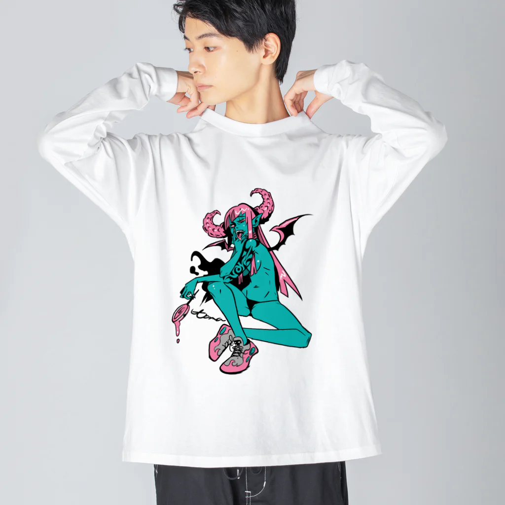 tama.llustrationのロックT ROCK'N PUNK - 悪魔ちゃん スニーカー ビッグシルエットロングスリーブTシャツ