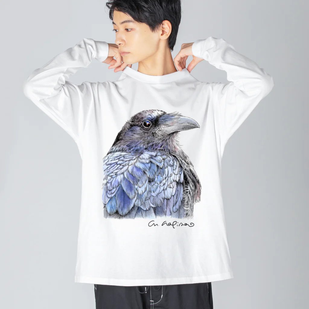 萩岩睦美のグッズショップのビッグシルエット長そでT　ワタリガラス（カラー） Big Long Sleeve T-Shirt