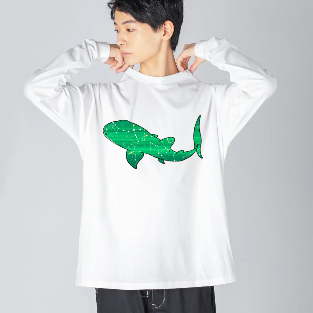 ふとんにおぼれるのジンベエザメ 夏の星座 緑 Big Long Sleeve T-Shirt