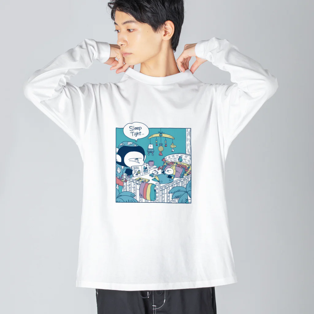 MINI BANANA ゴリラの親子のMINI BANANA　夜 Big Long Sleeve T-Shirt