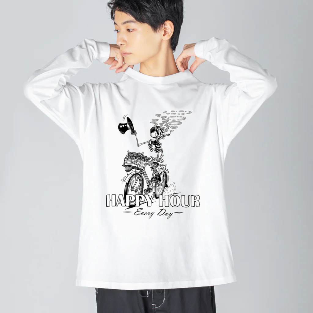 nidan-illustrationの"HAPPY HOUR"(B&W) #1 ビッグシルエットロングスリーブTシャツ