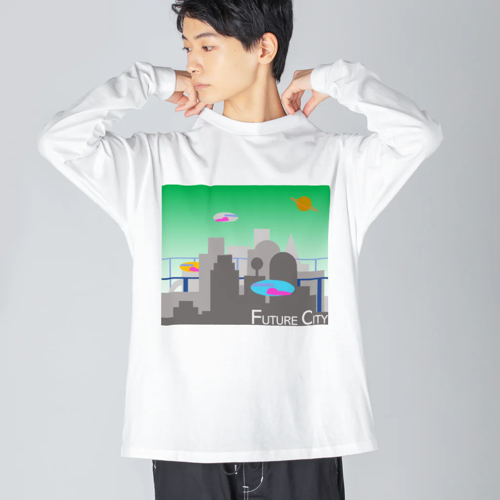 ピアンポン -phangpon-のFUTURE CITY（街並） ビッグシルエットロングスリーブTシャツ