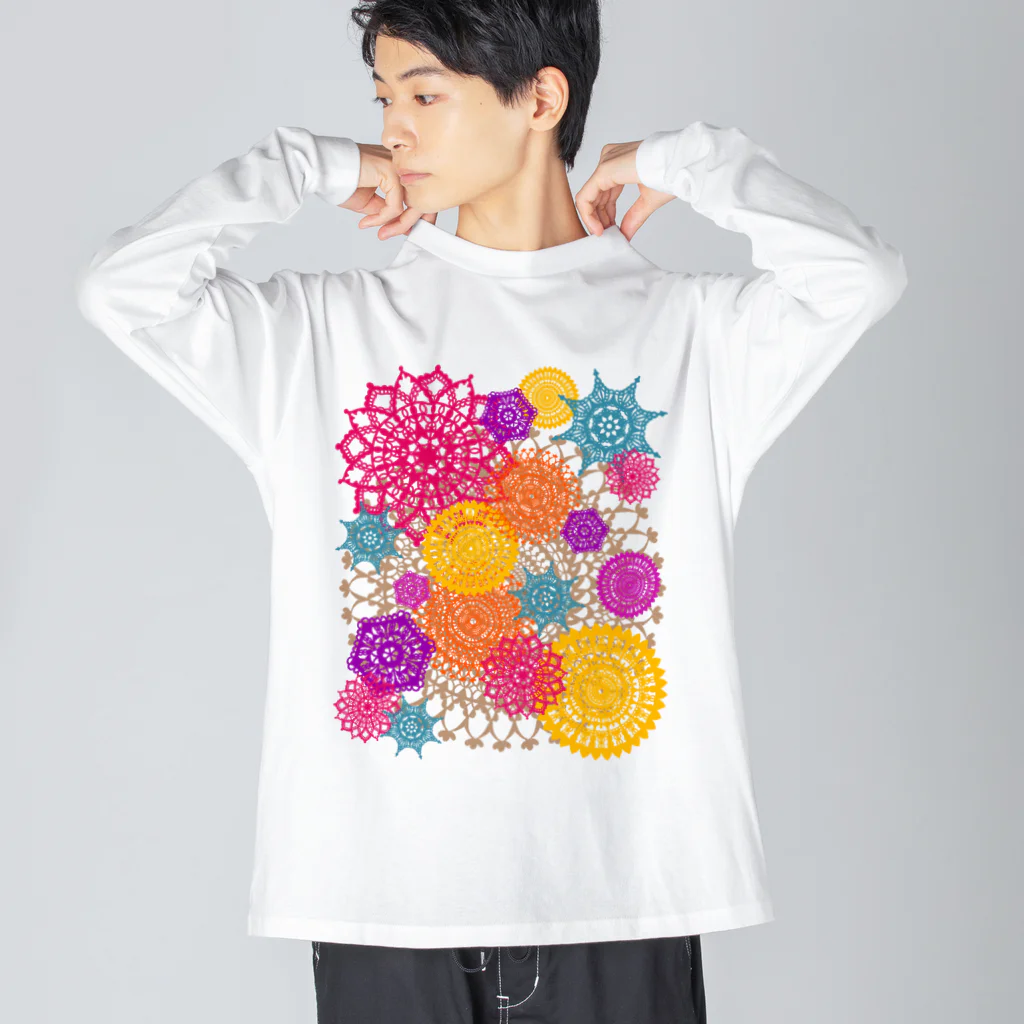 sandy-mのレースのお花畑 トロピカルカラー ビッグシルエットロングスリーブTシャツ