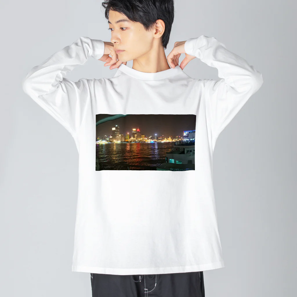 月華の夜上海船上情景 ビッグシルエットロングスリーブTシャツ