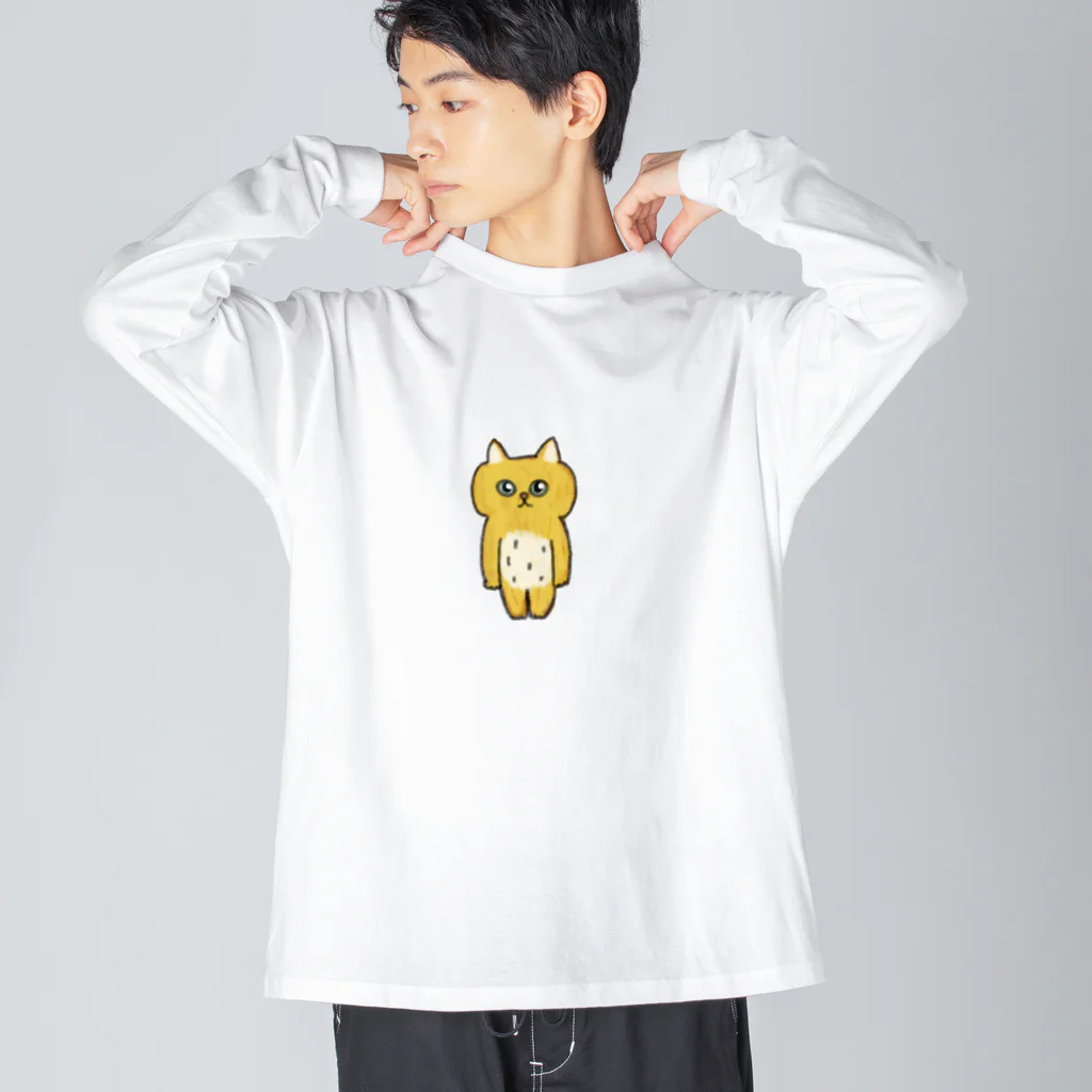 yuuhiのおみせのシュールなネコ ビッグシルエットロングスリーブTシャツ