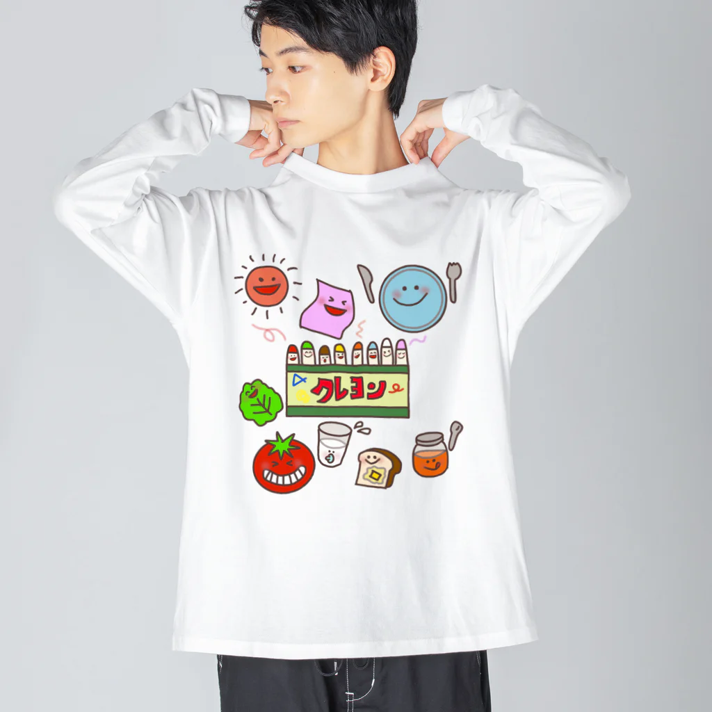 保育士Ｔシャツのおはようクレヨン🖍 ビッグシルエットロングスリーブTシャツ