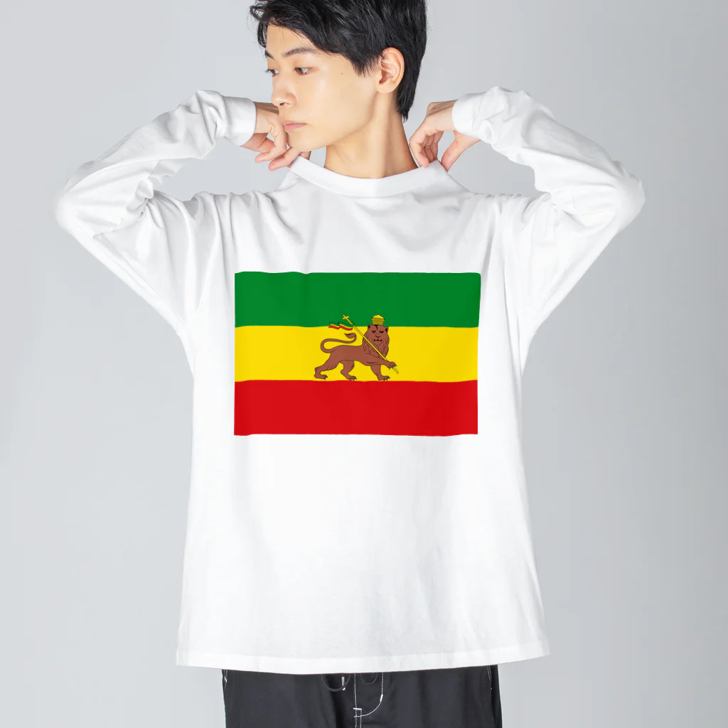 DRIPPEDのRASTAFARI LION FLAG-エチオピア帝国の国旗- Tシャツ ビッグシルエットロングスリーブTシャツ